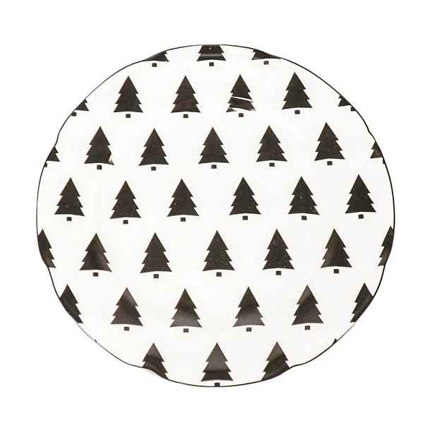 Krémový porcelánový dezertní talířek se stromky X-Mas Tree - Ø 15*1,5 cm Housevitamin