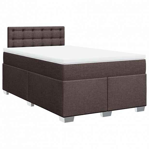 vidaXL Box spring postel s matrací tmavě hnědá 120x190 cm textil