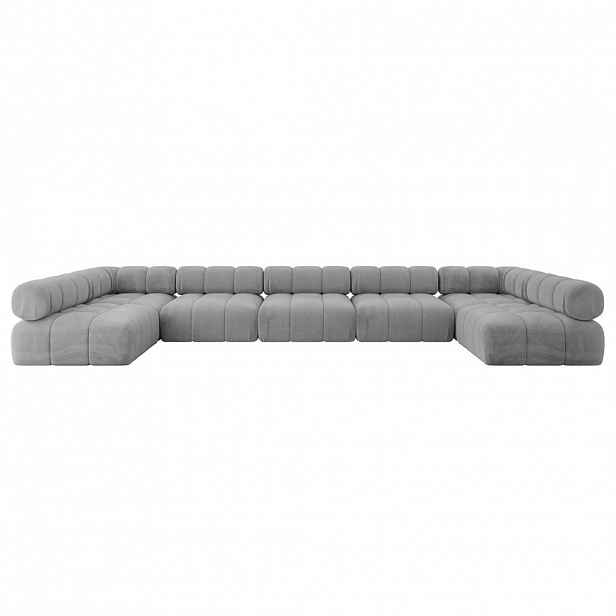 ALTDECOR SEDACÍ SOUPRAVA modulární pohovka Garvo-U3 – 475 x 190 x 70 cm světle šedý velur