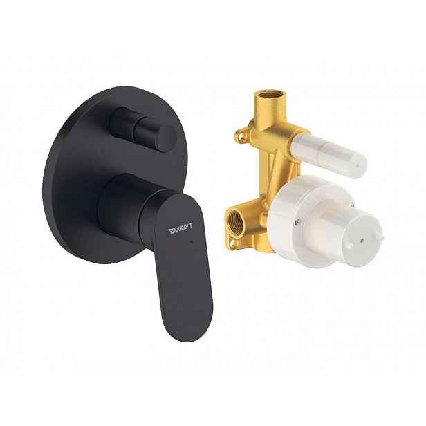 Duravit Wave - Baterie pod omítku, pro 2 spotřebiče, s tělesem, matná černá WA4210008046