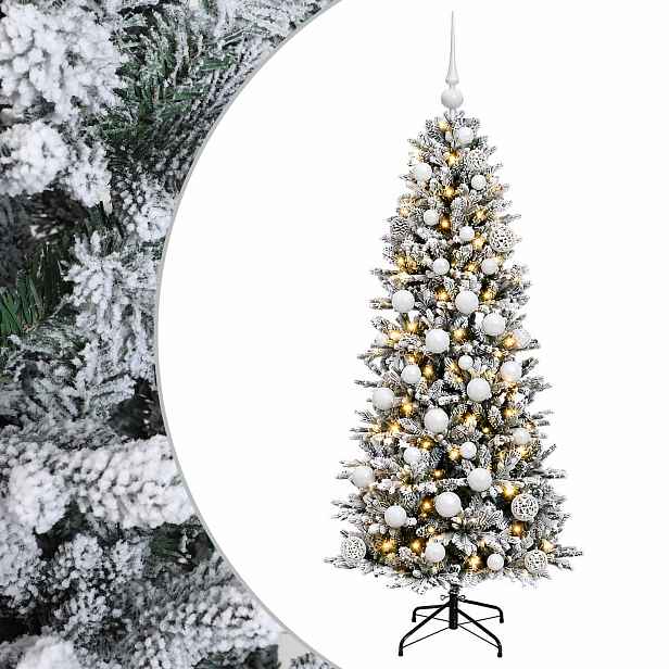 vidaXL Umělý vánoční stromek s vánočními koulemi 150 cm 150 LED