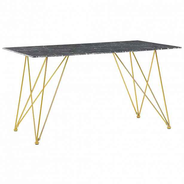 Beliani JÍDELNÍ STŮL 140/80/75 cm Černý, Bílý, Zlatě zbarvený Obdélníkový Kenton