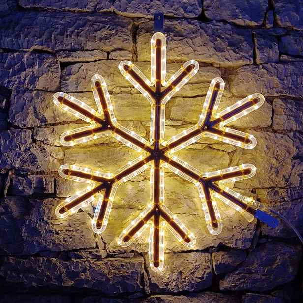 Easy Fix 2D LED světelná vločka VIII., Ø 67 cm, teple bílá s Flash, dekor na veřejné osvětlení, hliník
