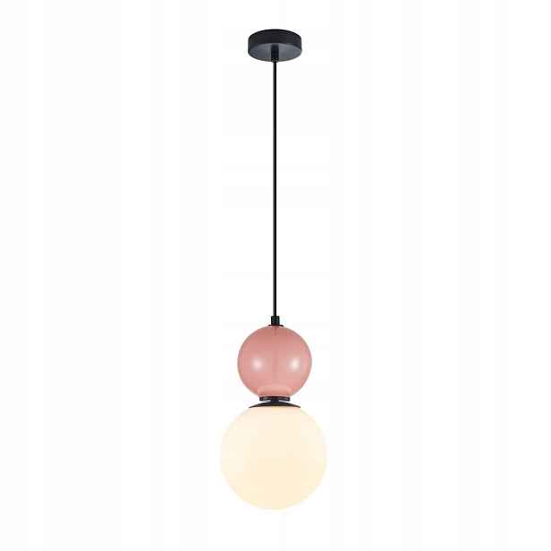 Italux Mastal závěsná lampa skleněná koule černo-růžová E27 40W