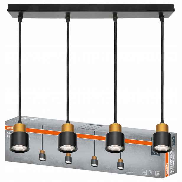 Závěsná stropní lampa Zwis Reflektor 4x GU10 Černá Sectoral Osram