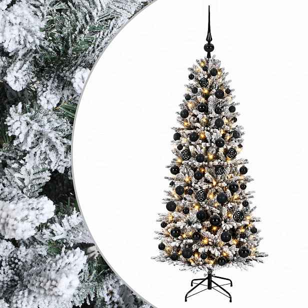 vidaXL Umělý vánoční stromek s vánočními koulemi 180 cm 300 LED