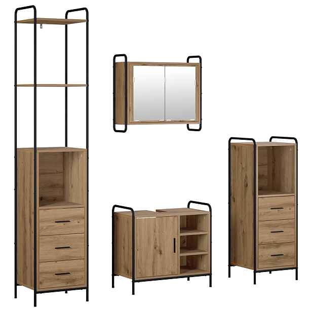 vidaXL Sada koupelnových skříněk 4 ks Dub artisan 40 x 36 x 200,5 cm