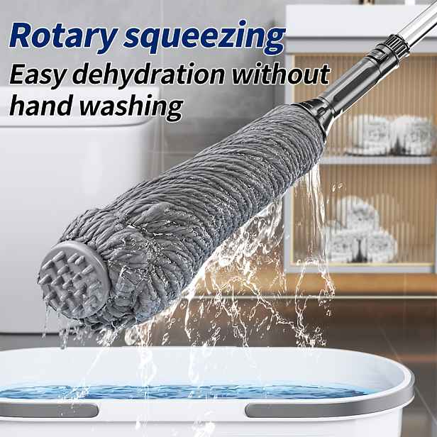 TEMU [MEIERYA] Samovyžívací mop bez použití rukou, 2 v 1 samočisticí mop s rukojetí, suché i mokré čištění podlah, rotační mop bez nutnosti mytí,