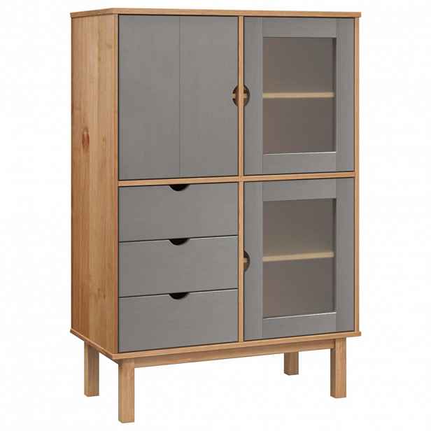 vidaXL Příborník OTTA hnědý a šedý 85x43x125 cm masivní borové dřevo