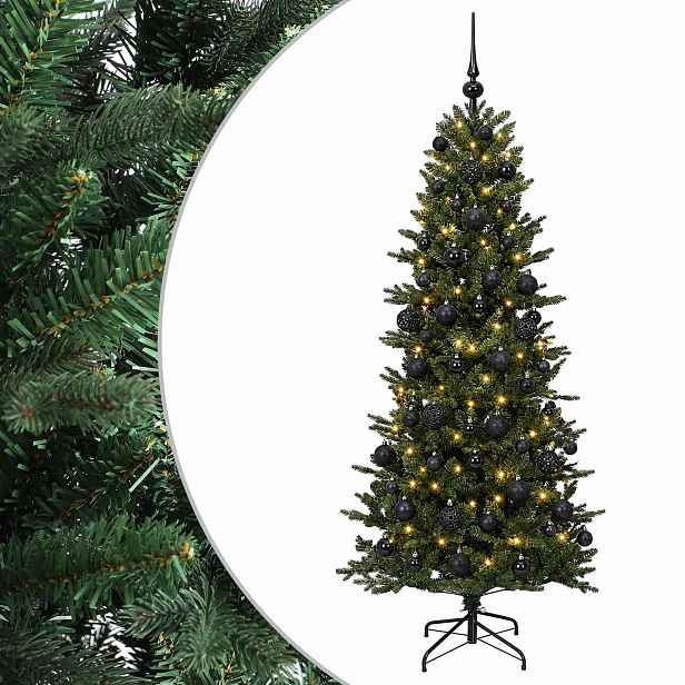 vidaXL Umělý vánoční stromek s vánočními koulemi 210 cm 300 LED