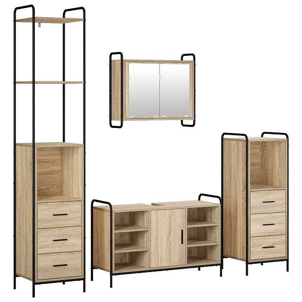 vidaXL Sada koupelnových skříněk 4 ks Dub sonoma 40 x 36 x 200,5 cm