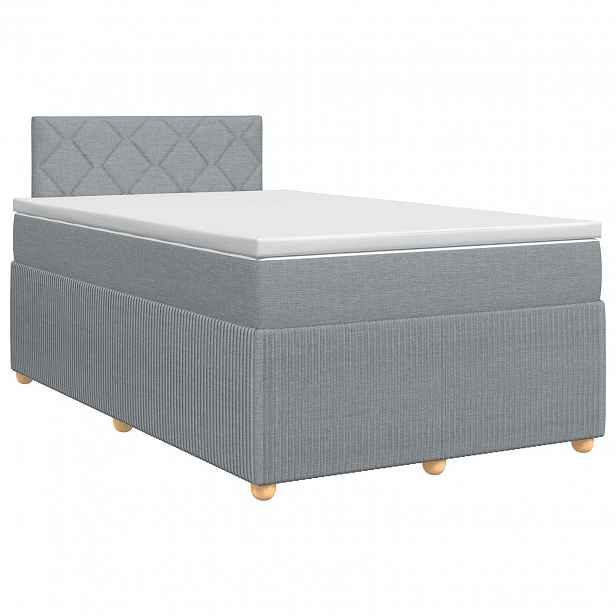vidaXL Postel boxspring s matrací Světle šedá 120 x 190 cm Textil