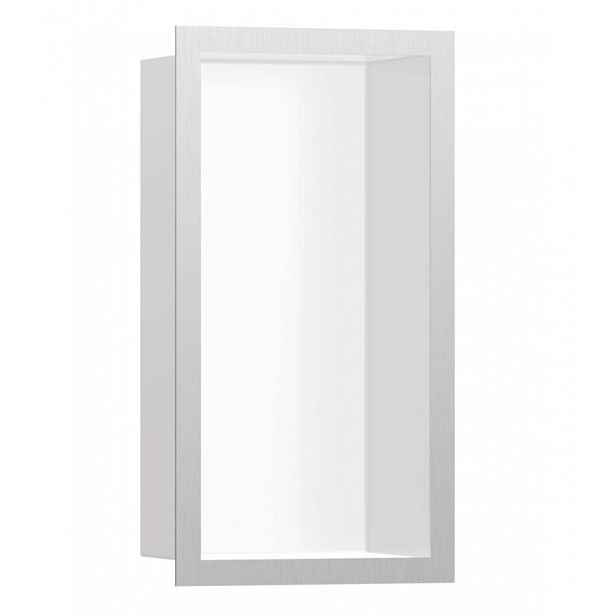 Hansgrohe XtraStoris Individual - Výklenek do stěny s designovým rámem, 30x15x10 cm, matná bílá/kartáčovaná nerez 56096800