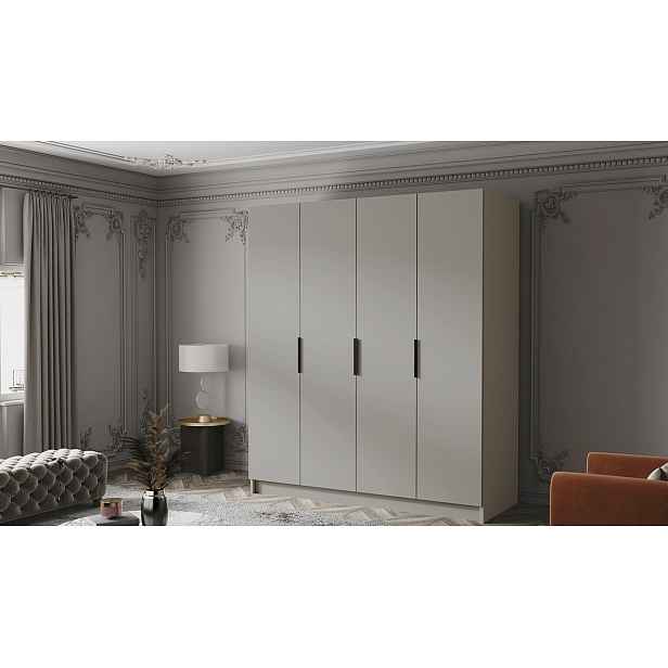 Šatní skříň 200 cm KAOS 1 - kašmír / černé úchyty