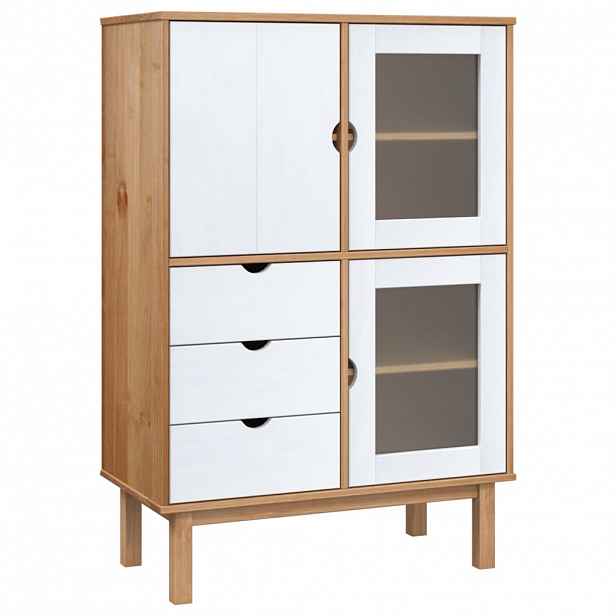 vidaXL Příborník OTTA hnědý a bílý 85x43x125 cm masivní borové dřevo
