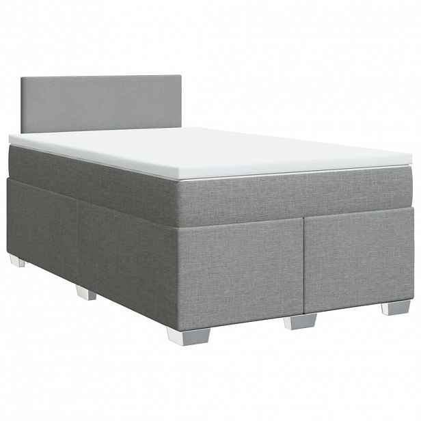 vidaXL Box spring postel s matrací světle šedá 120 x 200 cm textil