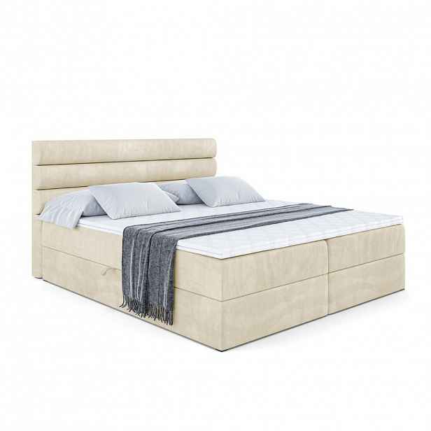 ALTDECOR AMERICKÁ postel s matrací H4 a roštem – CELESTIA – 200 x 200 cm – H4 – béžová