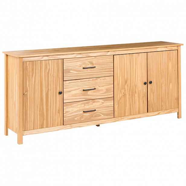 Beliani SIDEBOARD se 3 dveřmi Borovicové dřevo Světle hnědý Leonora