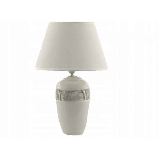 Bílá stolní lampa noční s glamour krystaly