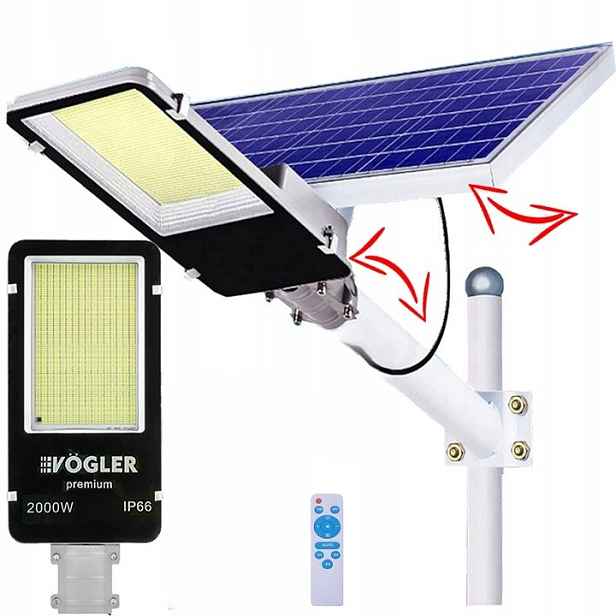 Pouliční lampa Vögler 2000 W 200000 lm, solární napájení