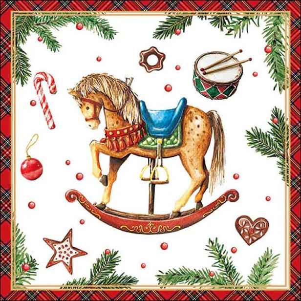 Ubrousky s houpacím koníkem Rocking Horse - 33*33 cm (20ks) Ostatní