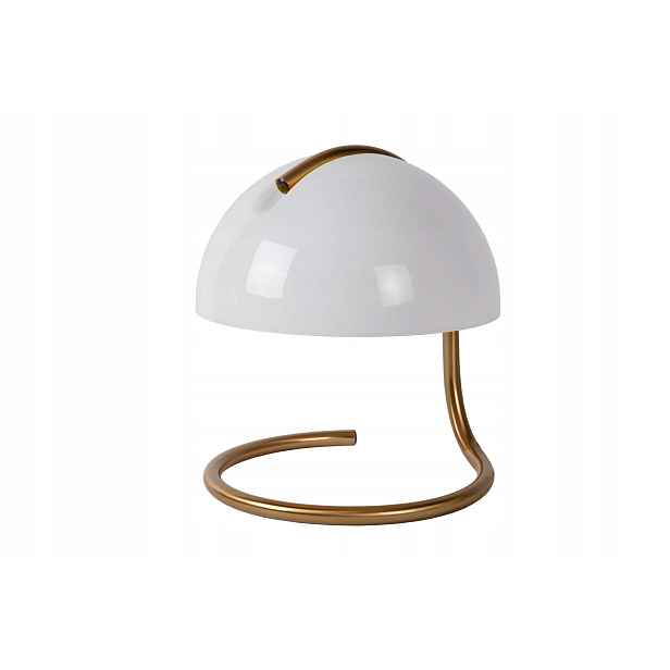 noční stolní lampa, moderní, kulatá, bílá, zlatá, do ložnice, 25 cm Lucide