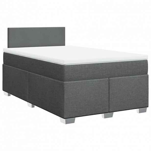 vidaXL Box spring postel s matrací tmavě šedá 120x200 cm textil