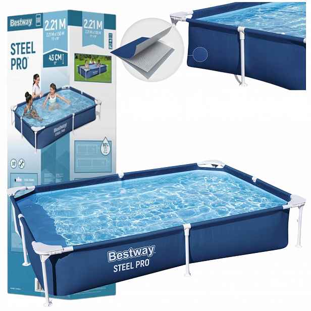 Bazén Pro Děti 221x150x43 Bestway Steel Pro Do Zahrady