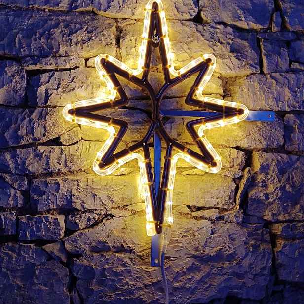 Easy Fix 2D LED světelná hvězda X., 80 × 104 cm, teple bílá, závěsná, 3D tisk, zlatá