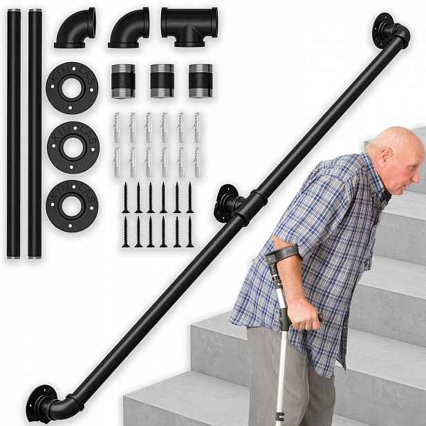 Nástěnné Schodišťové Nástěnné Zábradlí Protiskluzové 150 CM Sada Podpěr
