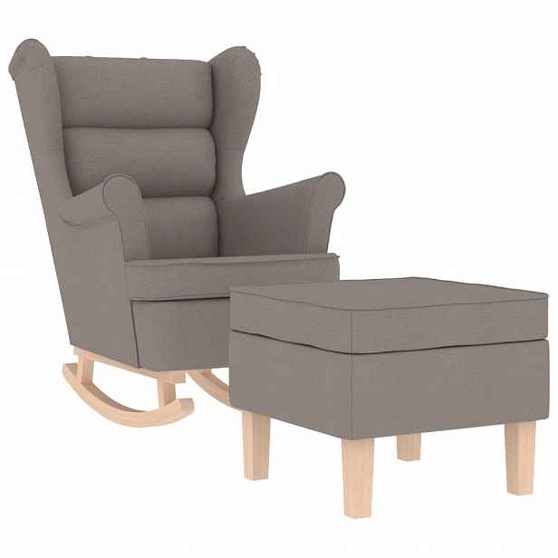 vidaXL Houpací křeslo s podnožkou taupe textil