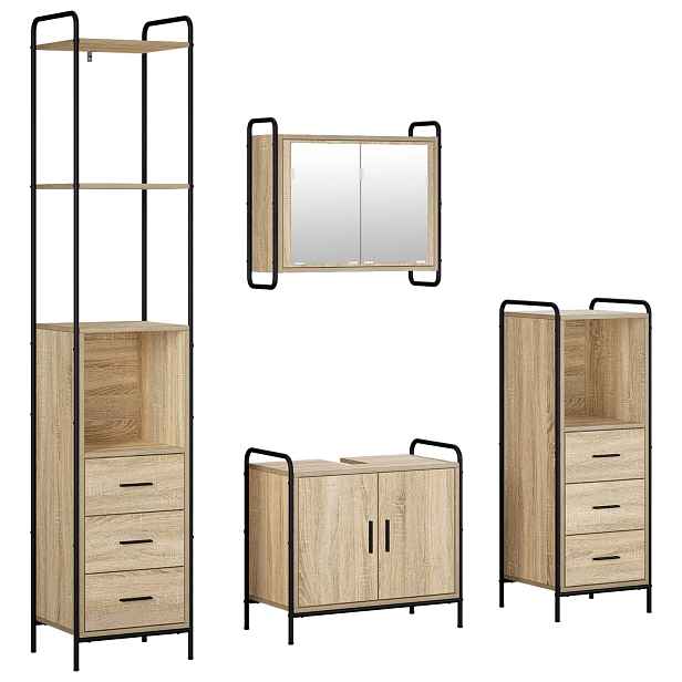 vidaXL Sada koupelnových skříněk 4 ks Dub sonoma 40 x 36 x 200,5 cm
