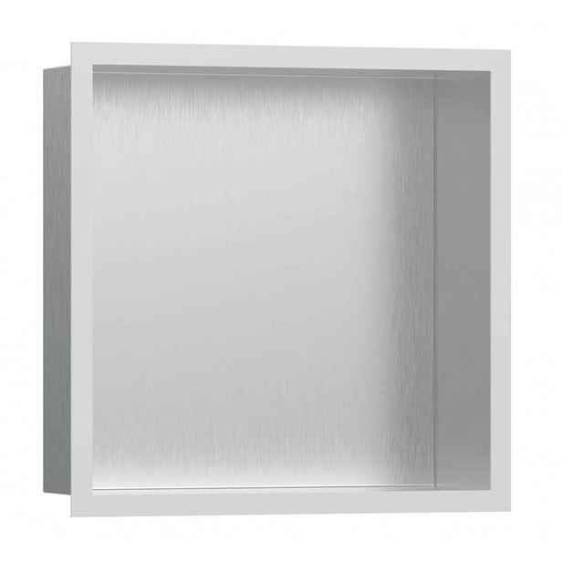Hansgrohe XtraStoris Individual - Výklenek do stěny s designovým rámem, 30x30x10 cm, kartáčovaná nerez/matná bílá 56097700