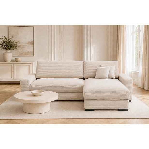 MID.YOU ROHOVÁ SEDAČKA, dřevo, textil, kompozitní dřevo, béžová