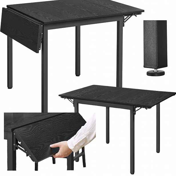 Obdélníkový stůl Přenosný rozkládací stůl Songmics 120 x 78 x 76 cm černý