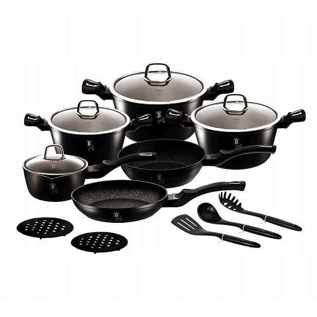 Sada hrnců Berlinger Haus Metallic Black SilveR 15 ks BH-6155