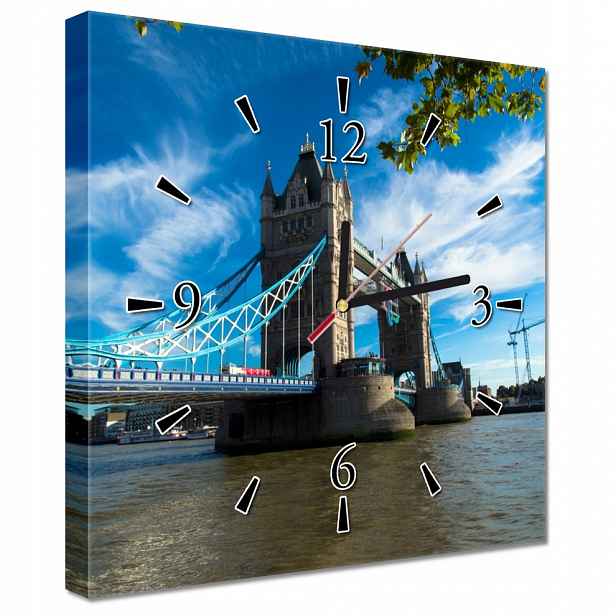 Nástěnné hodiny 30x30 Tower Bridge s oblohou