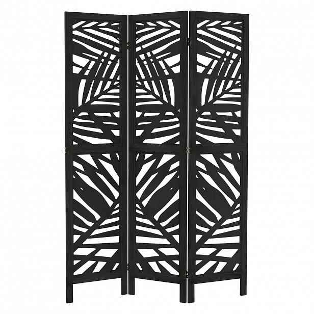 ML-DESIGN PARAVÁN, 3dílný, Kyoto, 170 × 121 cm, černý, ze dřeva