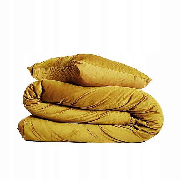 Povlečení Polyester 240 X 220 CM Hořčicové Se 2 Povlaky
