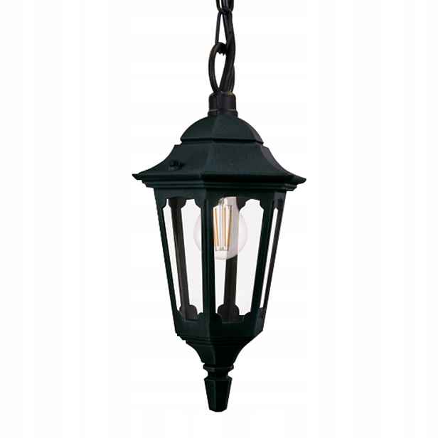 Venkovní závěsná lampa černá zahradní klasická na řetězu Elstead