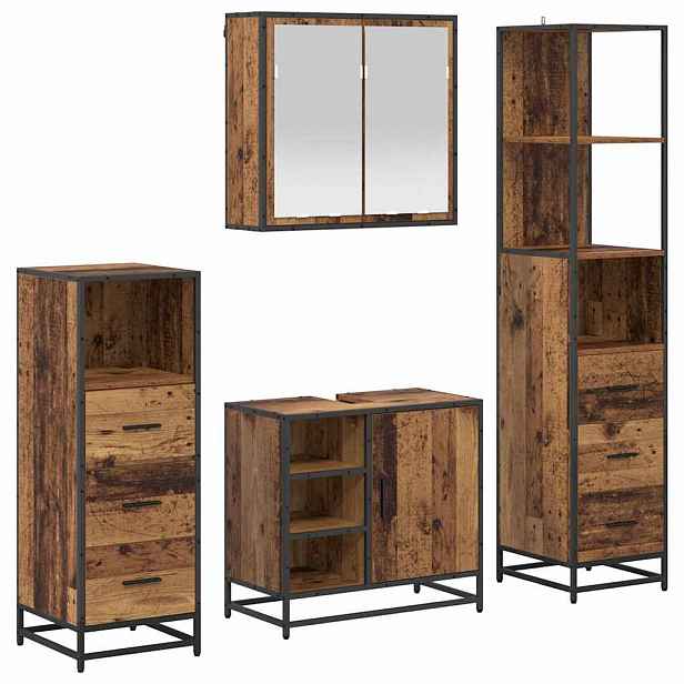 vidaXL Sada koupelnového nábytku 4 ks Staré dřevo 65 x 33 x 60 cm