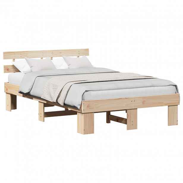 vidaXL Rám postele s čelo Přírodní 120 x 190 cm Masivní borové dřevo