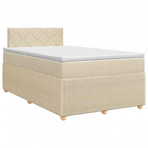 vidaXL Postel boxspring s matrací s čelo Krémová 120 x 190 cm Textil