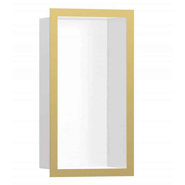 Hansgrohe XtraStoris Individual - Výklenek do stěny s designovým rámem, 30x15x10 cm, matná bílá/leštěný vzhled zlata 56096990