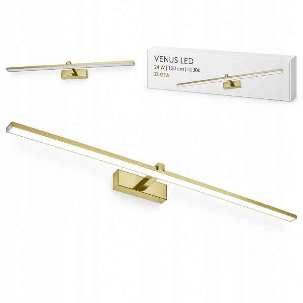 Nástěnné svítidlo do zrcadla Venus 24W 120 cm zlaté Led neutrální 4200K IP44 1640lm