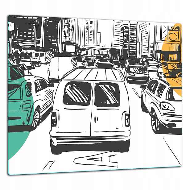 Skleněná Ochranná Deska Panel Lepidlo 65x60 Auta