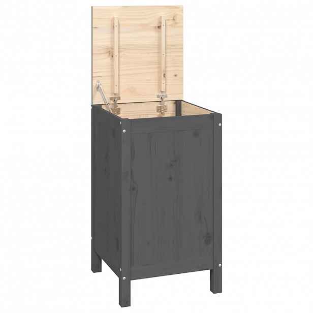 vidaXL Box na prádlo šedý 44 x 44 x 76 cm masivní borové dřevo