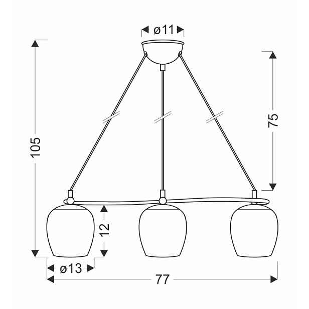 Závěsná lampa Serano patinovaná 3x60W E27 krémové stínidlo