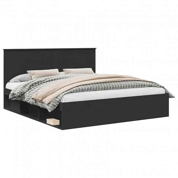 vidaXL Rám postele s čelo Černá 180 x 200 cm Masivní borové dřevo