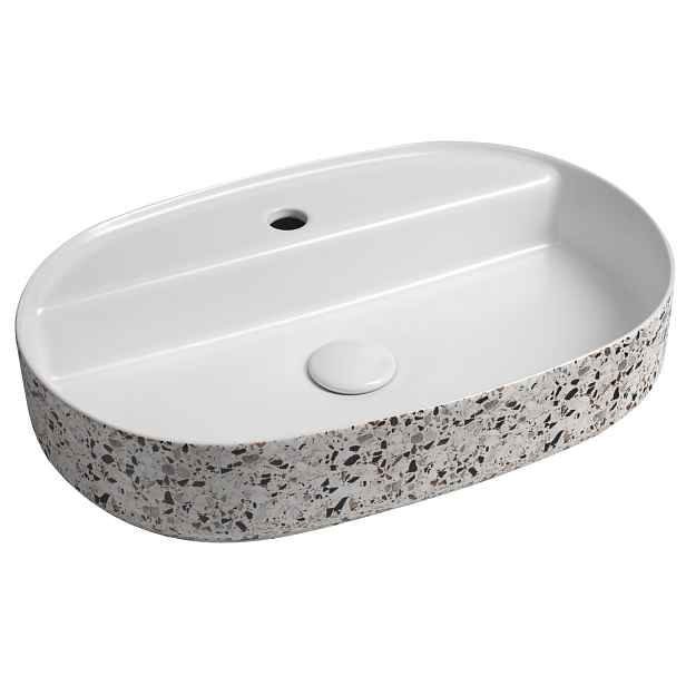 Isvea INFINITY OVAL keramické umyvadlo na desku, 60x40cm, terrazzo